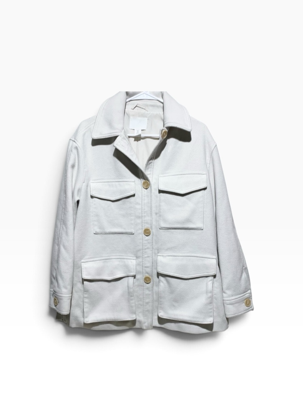 Women’s H&M Felted Cream Utility Jacket Sz Sm